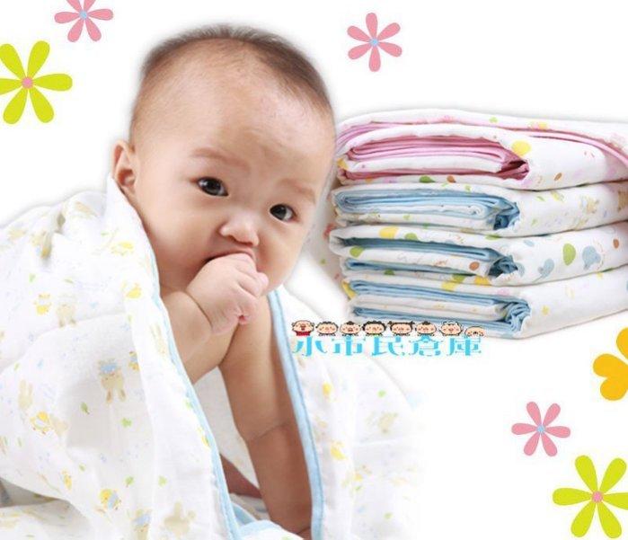 小市民倉庫-全棉紗布嬰兒蓋被-寶寶包被-抱毯-洗澡浴巾-空調被-小被子-包巾-(中)90cmx80cm-3色可選