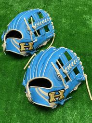 棒球世界全新Hi-Gold硬式牛皮棒壘球內野手十字檔手套特價馬卡龍藍配色