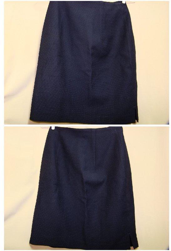 二手  PIERO PACCO  OL 嚴選  深藍色 細虛線條紋 訂作 的 窄裙 有開衩(另有訂做的同色背心)