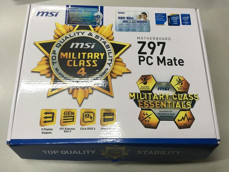 已售出 MSI 微星 Z97 PC Mate Z97系列 M.2 1150 主機板 含檔板