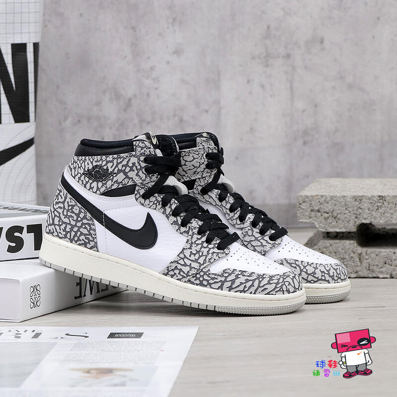 球鞋補習班NIKE JORDAN 1 RETRO GS ELEPHANT 象紋女爆裂紋灰白FD1437