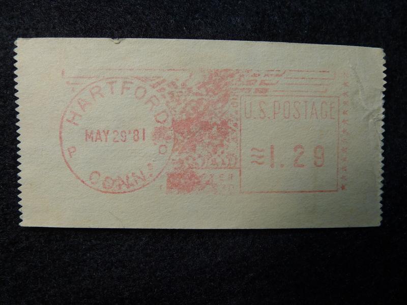 [收藏小品](集戳)1981年  US  CONN. HARTFORD 郵資機蓋戳 壹枚  P35