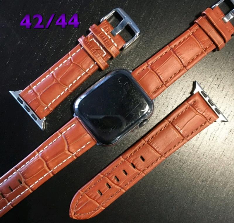 錶帶屋 【特價500】替代iwatch4 42mm 44mm義大利頂級棕色淺咖啡色鱷魚皮紋壓紋頭層牛皮錶帶
