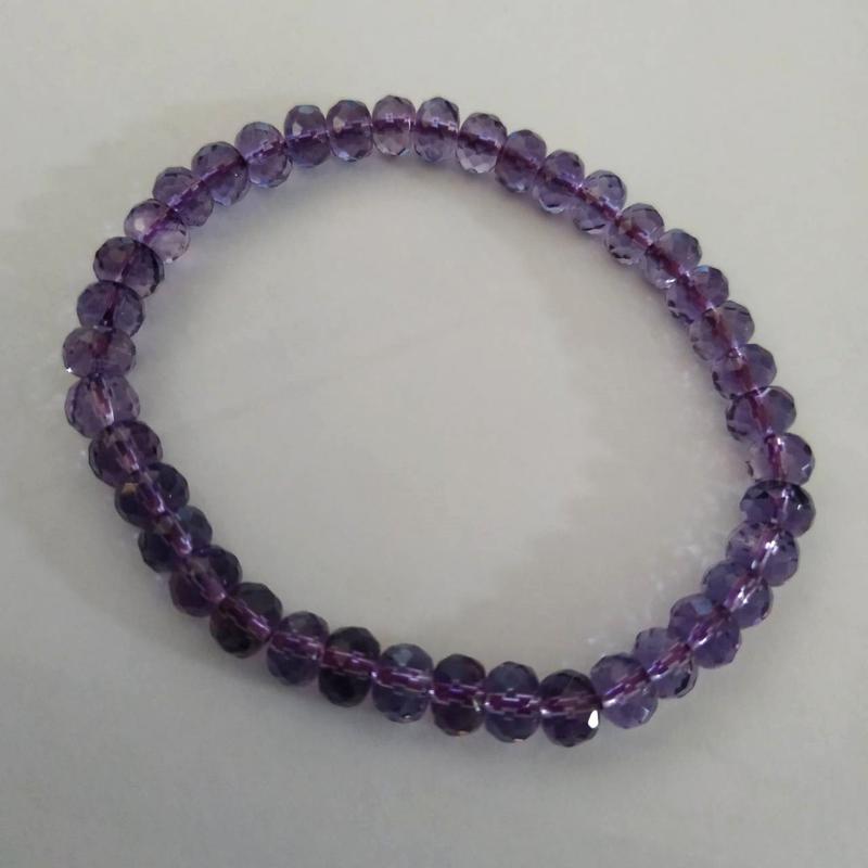 我最便宜 天然 透料鑽切 紫水晶 手珠 6咪 算盤珠