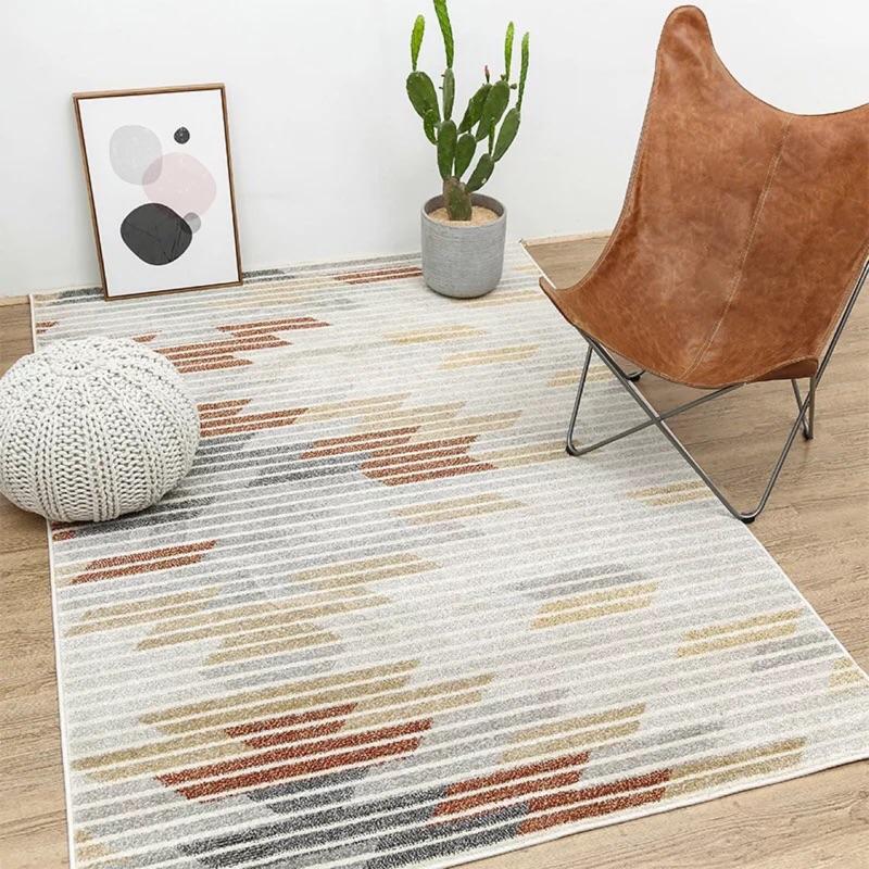 北歐簡約風格地毯 現代幾何客廳沙發茶几地墊臥室床邊毯長方形