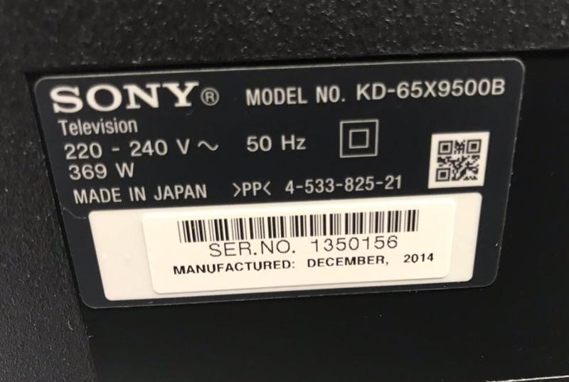 【兆禾專修】SONY KDL-65X9500B：65吋 新力液晶電視零件機