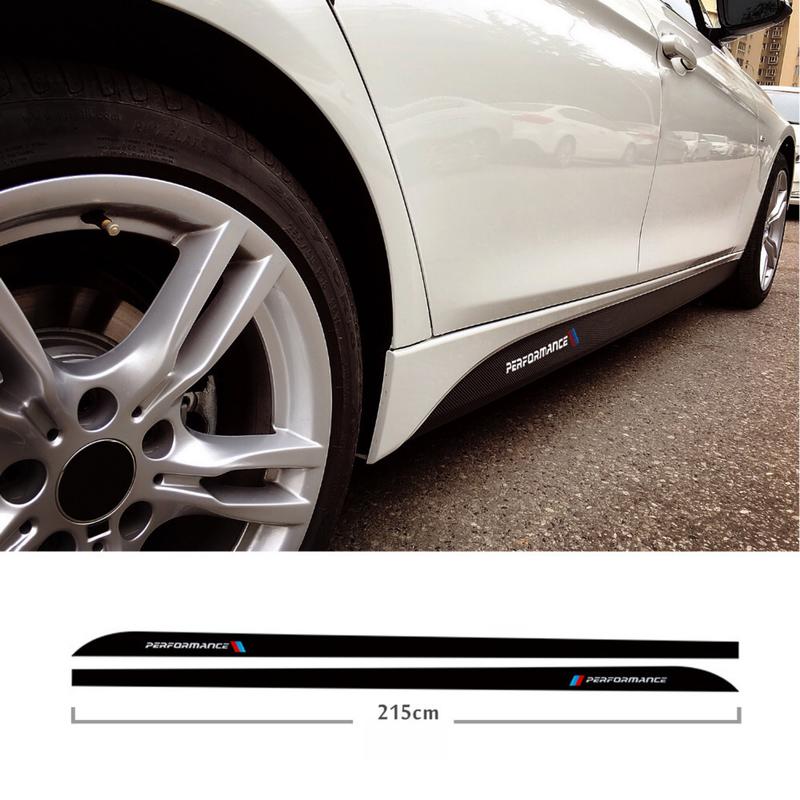5D碳纖紋黑 寶馬BMW專用車貼 側裙貼 車身包圍貼紙拉花 加厚碳纖材質 205cm / 215cm 長度可選 附字貼