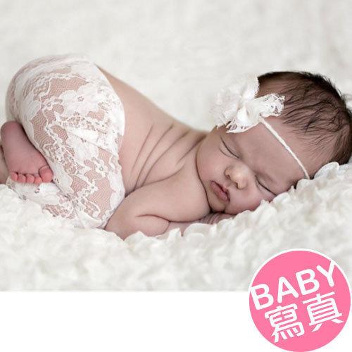 八號倉庫【2F253Z957】歐美嬰兒 寶寶蕾絲 童褲加蕾絲頭帶 套裝 百日照 攝影寫真