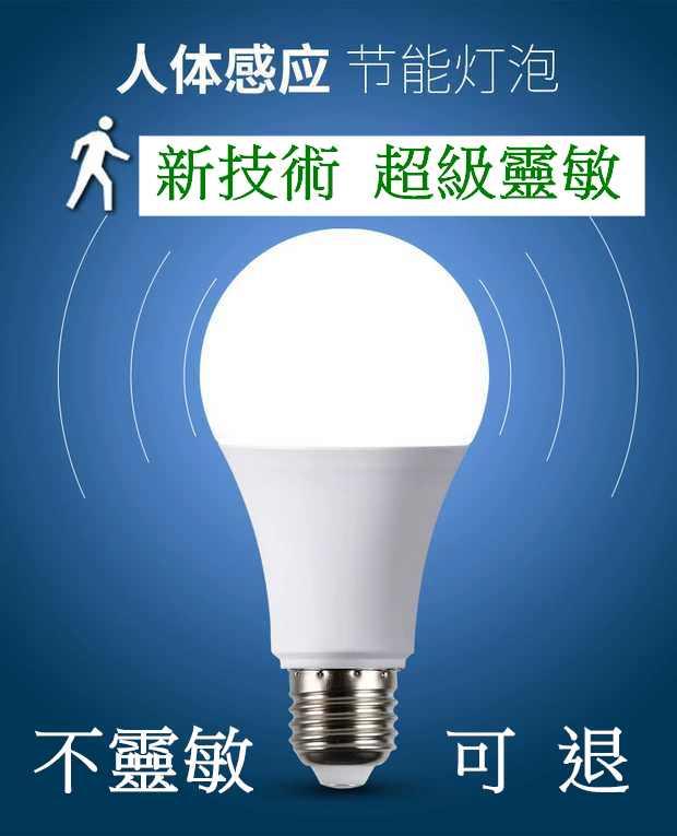 無鉛環保  防潮  防蟲  新科技 超級靈敏   E27燈泡   LED燈泡   感應燈泡   省電燈泡  品光感應燈泡