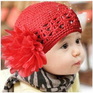 【野貓芭比】嬰幼兒 兒童帽子 双花鈎網嬰兒兒童套頭帽 毛線帽 寶寶帽子 童帽髮飾 嬰兒帽子  聖誕節禮物