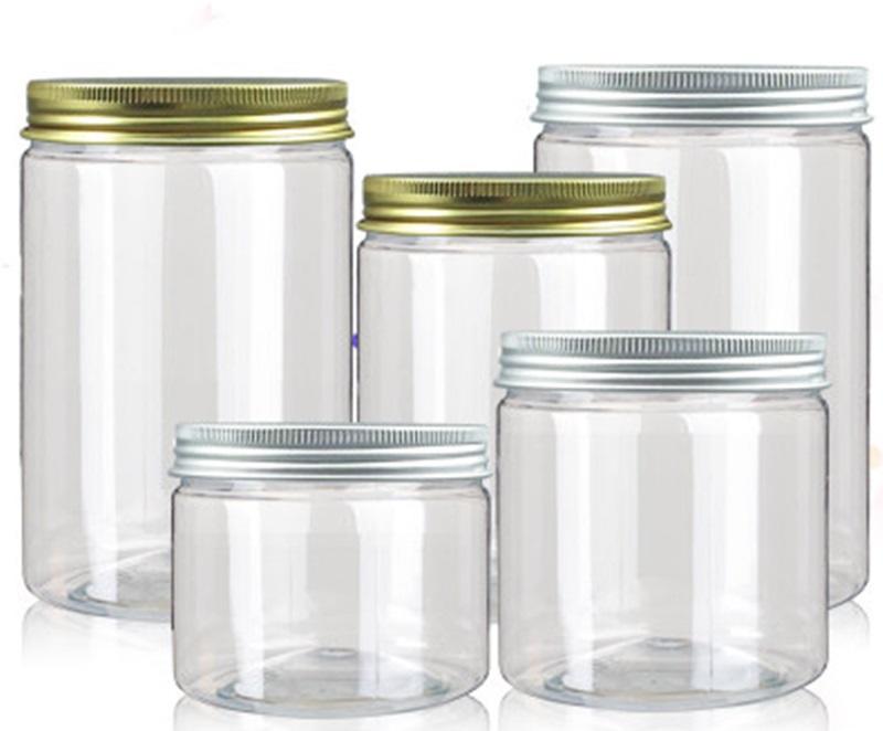 直徑8.5*高6.5cm(210個)銀鋁蓋密封罐 PET塑膠罐 透明罐 收納罐