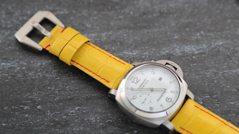 沛納海的新衣加厚版黃色高質感24mm收22mm可替代panerai原廠錶帶之鱷魚