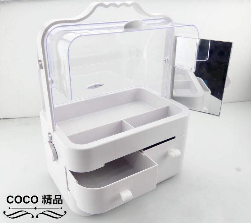 COCO機車精品 [現貨] 手提化妝箱 置物 防塵化 妝箱 抽屜式 手提 專業收納 收納箱 白色