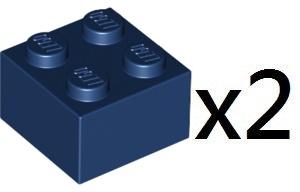 LEGO Dark Blue Brick 2x2 樂高暗藍深藍色 基本積木磚塊 兩個 4296785