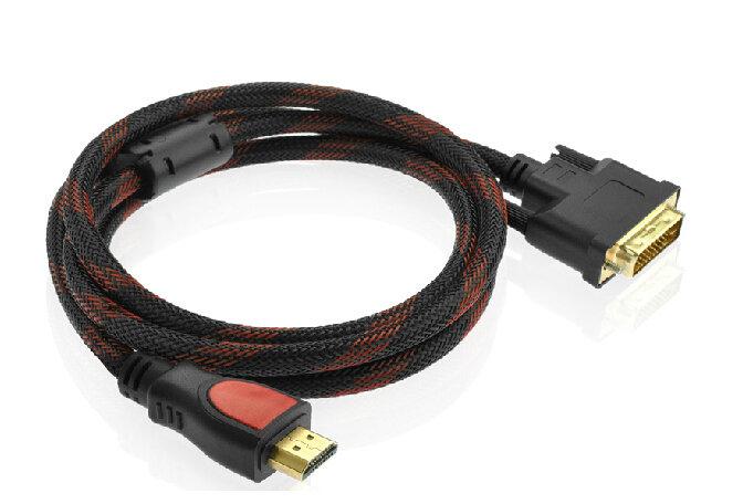 ►OS平價屋 HDMI轉DVI線 長度3米 PS3可用 紅黑編織線 附防干擾磁環