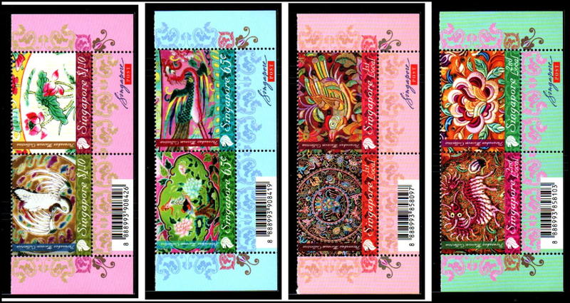 【我愛集郵】P0211-新加坡中國錦繡圖騰郵票-帶角版-原膠美品