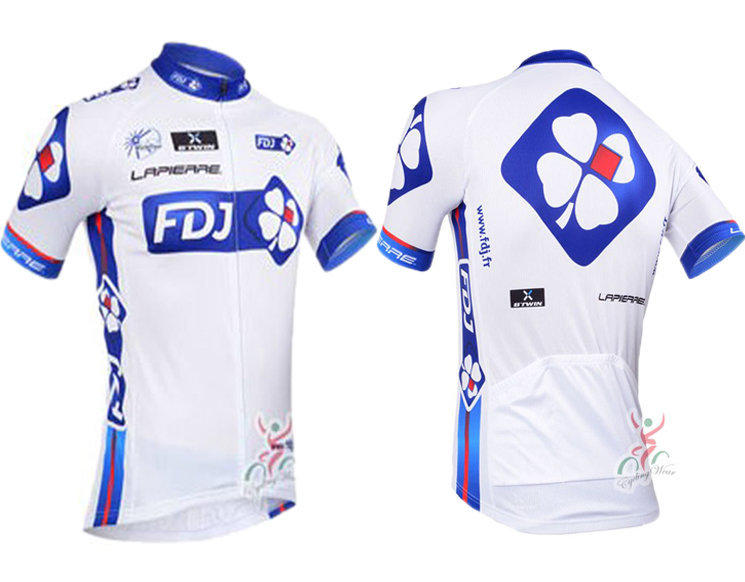 【綠色運動】13法國博彩環法車隊FDJ 自行車單車腳踏車短袖上衣.頂級排汗透氣車衣