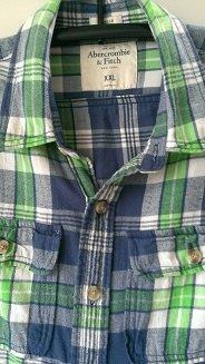 Abercrombie&Fitch藍綠格紋長袖襯衫XXL(二手)