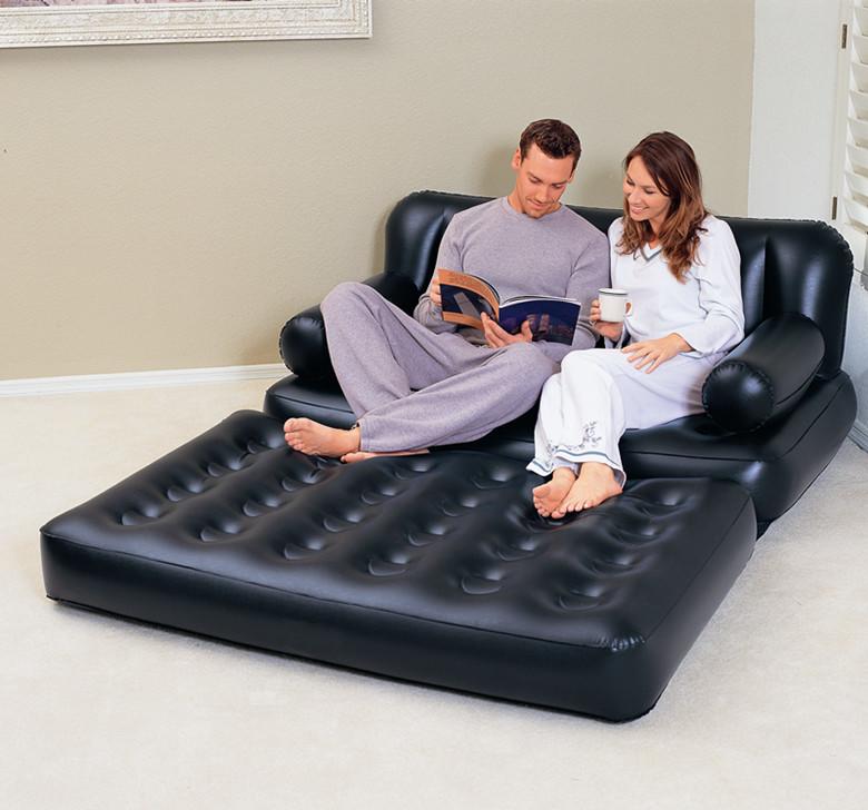 (送電動打氣機) 歐美第一品牌 BESTWAY(蜂窩氣柱獨立筒) 五合一多功能 雙人超大充氣沙發床 充氣床 折疊氣墊床