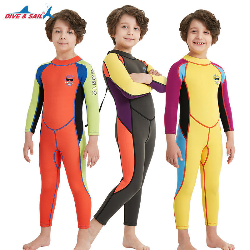 《旅遊生活》Dive&Sail 2.5mm兒童長袖連身防寒衣(2018) 水母衣 防曬衣 濕式 潛水衣 抗UV 連身泳衣