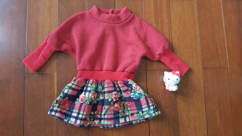 狐狸尋寶趣【二手】女童 紅色毛衣飛鼠袖洋裝 長上衣 1-2歲 童裝