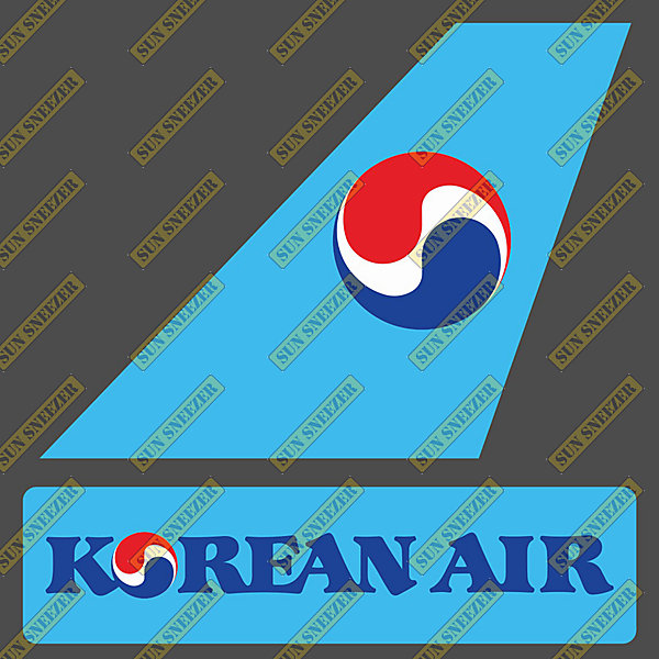 大韓航空 Korean Air 垂直尾翼與機身商標 貼紙  尺寸上63x86mm 下 23x90mm 