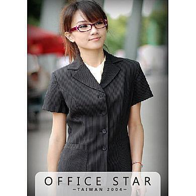 【08502】職業男女OFFICE ☆ STAR 細直條短袖西裝外套 S-5L