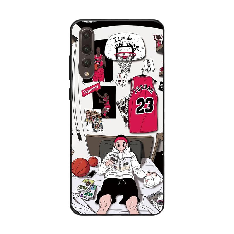 適用于華為p20手機殼籃球插畫p20pro硅膠套全包軟磨砂nova3e情侶