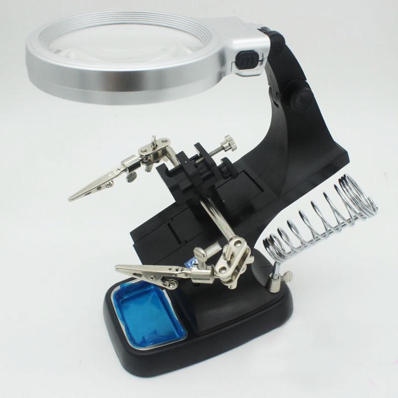 【傑森創工】流線型焊接架 放大鏡 3倍 4.5倍 超亮LED燈 USB供電 可裝電池 電焊台  [A318]