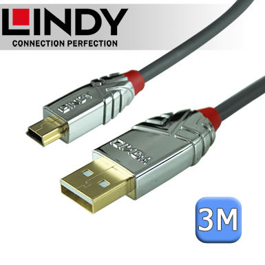 ☆WonGo網購☆LINDY 林帝 CROMO USB2.0 A/公toMini-B 傳輸線 3m (36633)
