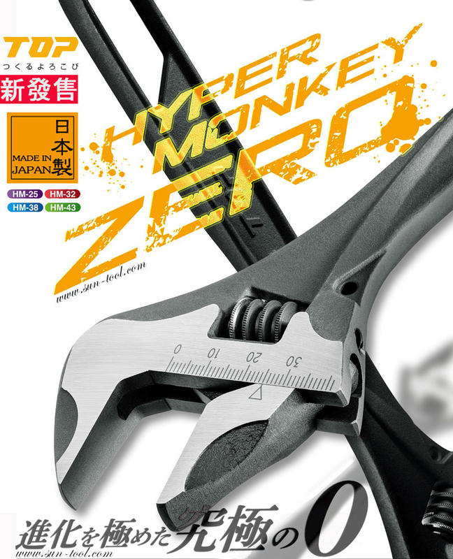 sun-tool  日本 TOP 023- HM-25 輕量化 超級0間隙 活動扳手 大開口 25mm