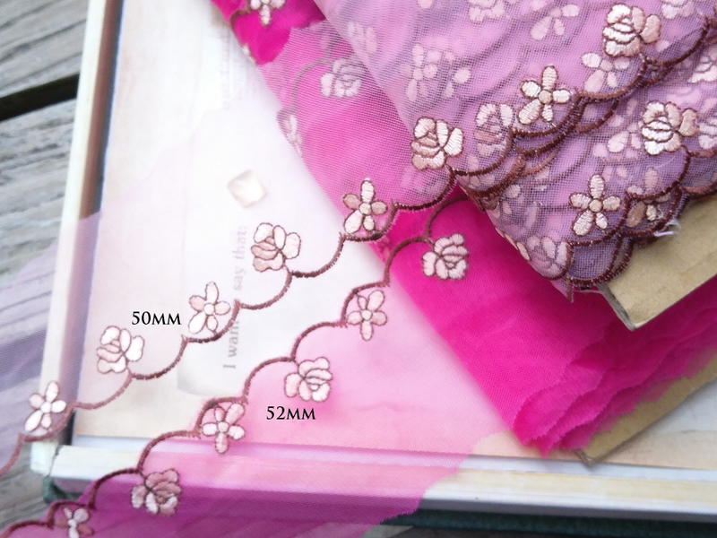 DAda緞帶．布藝DIY．D50230-50mm/52mm浪漫玫瑰花刺繡蕾絲.無彈性(自選)1米$22日本訂單