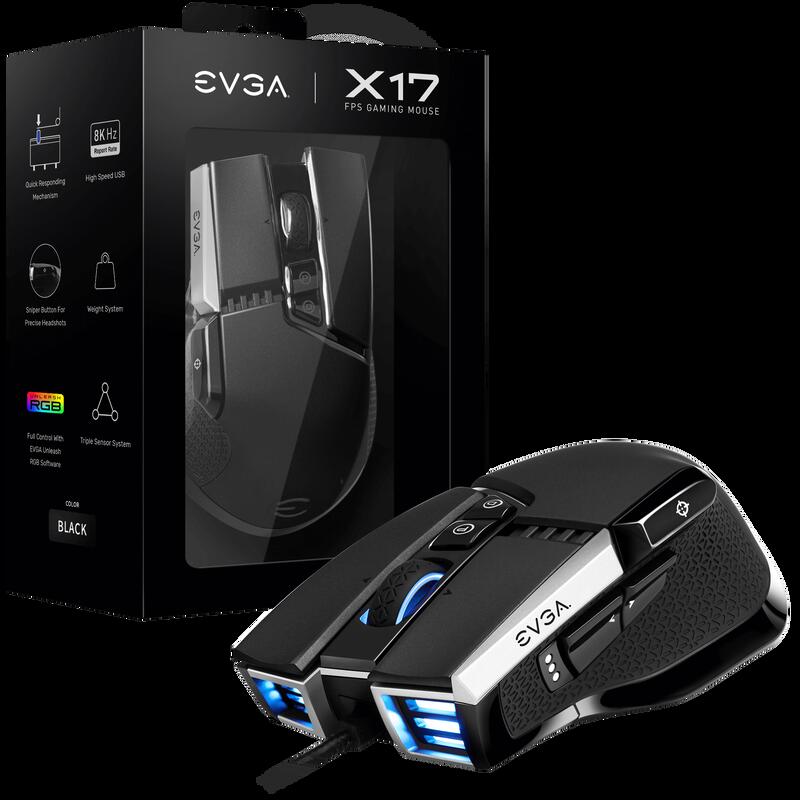 全新 EVGA X17 電競滑鼠/有線/16000Dpi/8k回報率/三維陣列感測器x3/砝碼配重/Rgb