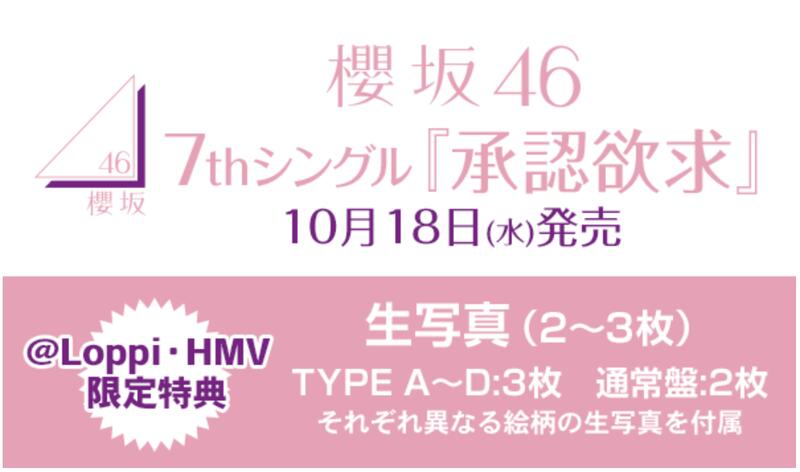 櫻坂46 承認欲求 7thシングル Loppi HMV 初回盤限定特典