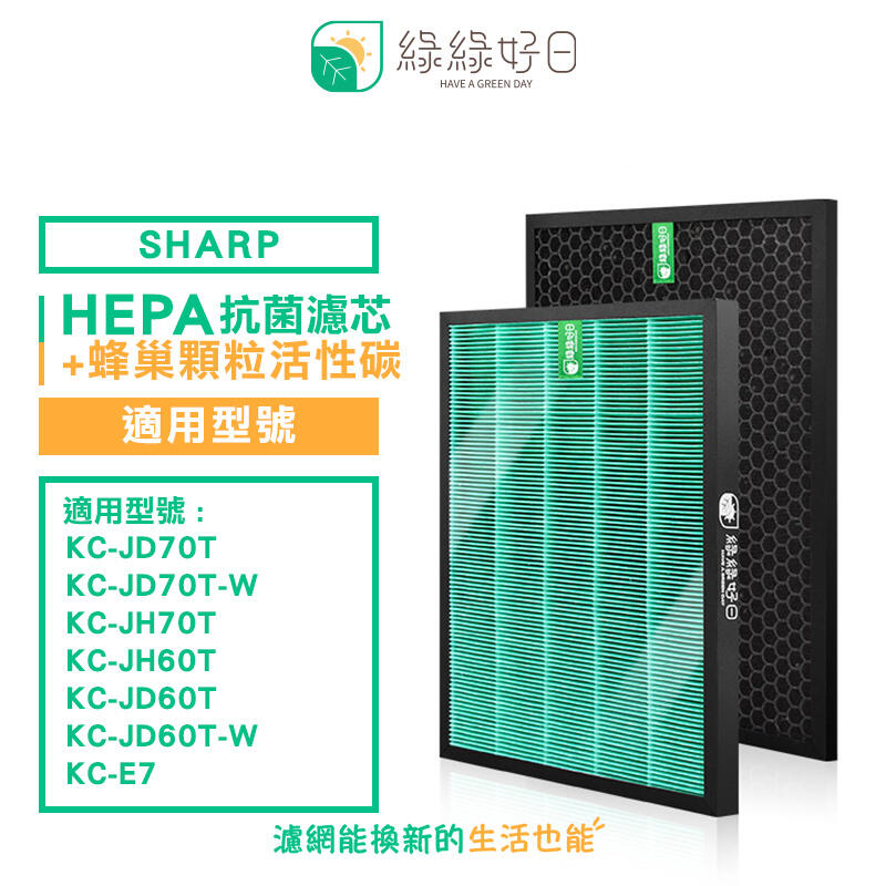 綠綠好日 抗菌 濾芯 蜂巢顆粒 活性碳 適 SHARP KC-JD60T JD70T KI-JS70 KI-GS70