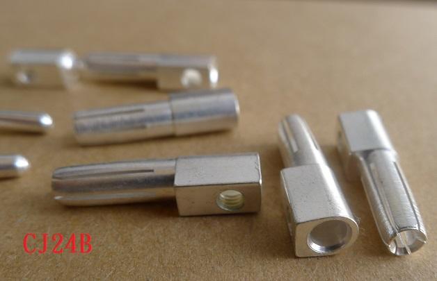 (中谷屋CJ24A/B) 銅鍍銀對接插頭 大電流插針[母插]跳腺連接器 免焊型