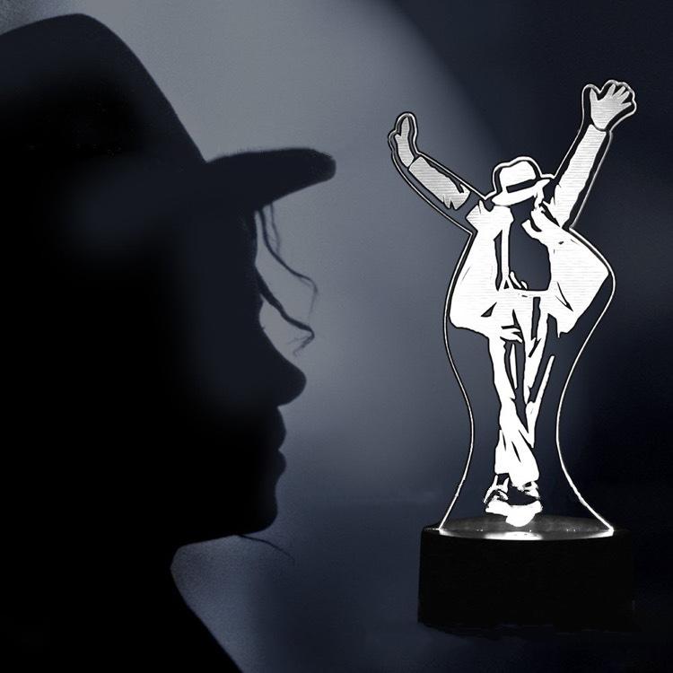 [現貨]麥可傑克森 3D視覺立體燈 流行樂之王MJ七彩漸變氣氛 觸摸開關  錯覺燈 小夜燈 趣味創意禮物