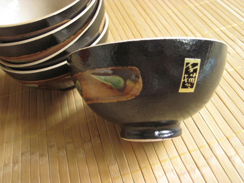 日本 黑色 手繪碗 飯碗 陶瓷碗