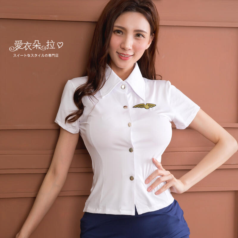 白色襯衫 前扣式短袖上衣 白色制服 單品特價中 角色扮演制服 - 愛衣朵拉D055