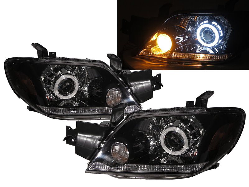 卡嗶車燈 Mitsubishi 三菱 Outlander 03-05 光導LED光圈魚眼 大燈 黑 