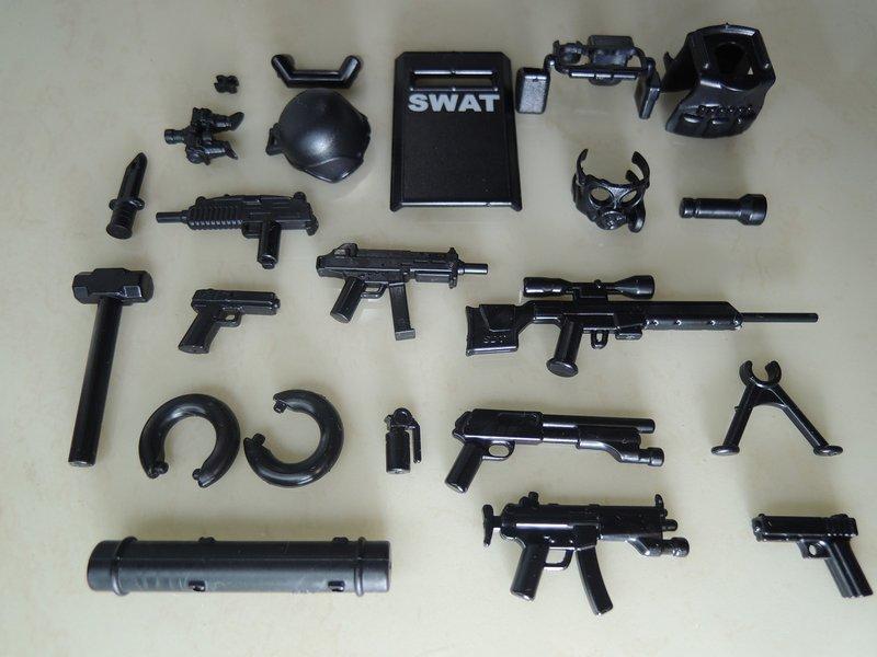 玩具星球】SWAT特警裝備 18個零件 黑色 (台灣製高品質 LEGO 樂高 相容零件)