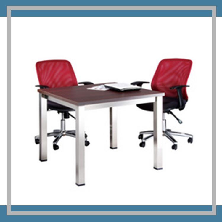 辦公家具  SKA-3×3E 深胡桃 全不鏽鋼方型骨架洽談桌 桌子 休息室 圓桌 
