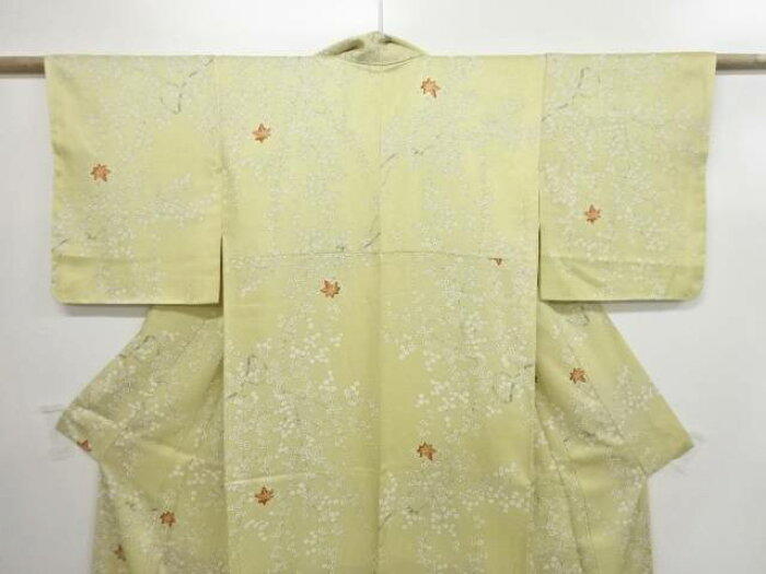 現貨 特價！ 日本和服 全新未使用美品正絹真絲 狀態佳　枝梅紅葉模様小紋着物　日本和服