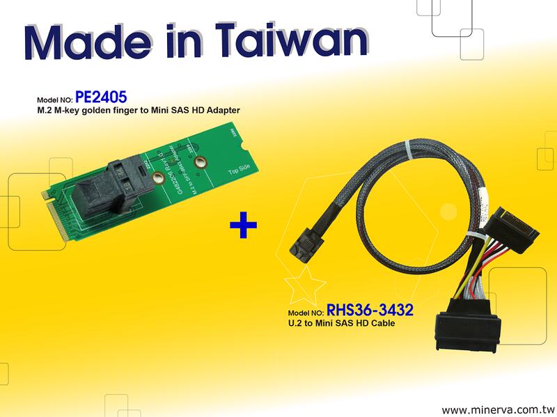 M.2 Mkey to Mini SAS HD(SFF8643)+ Mini SAS HD to U.2 Cable 露天市集 全