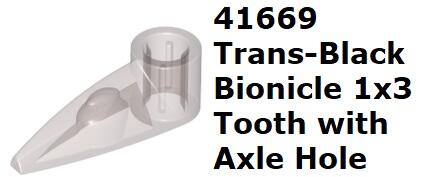 【磚樂】LEGO 樂高 41669 4163581 Bionicle 1x3 Tooth 透明黑 生化牙 齒