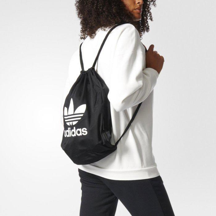 9527 Adidas Originals 愛迪達 黑白 logo 黑色 束口袋 後背包 抽繩 BK2103 尼龍
