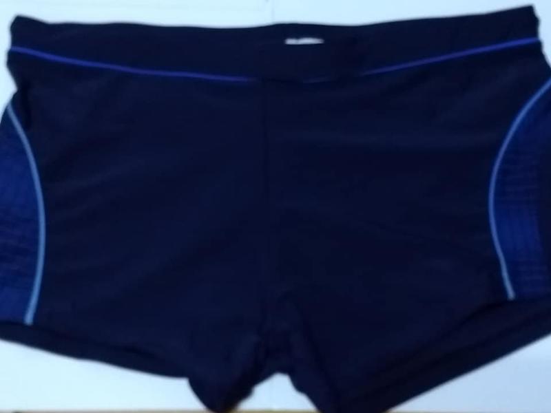 四角泳褲 淺藍裝飾帶深藍M號 腰圍30-34吋 樣品出清已剪標
