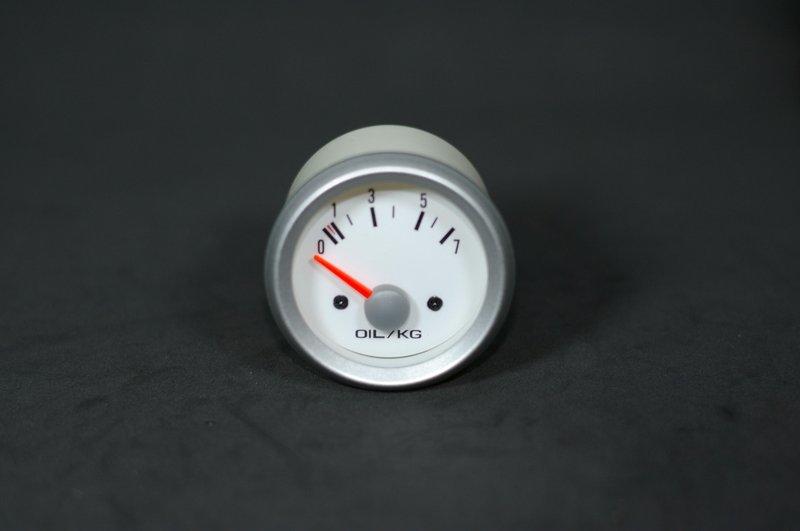 極簡風 52MM 通用油壓錶 白底銀框綠色背光 外銷品 非VDO