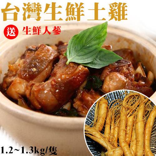 台灣生鮮土雞 全雞有頭有腳去內臟 1.2~1.3/隻。送生鮮人蔘。家常料理/燉湯進補/節慶祭祀