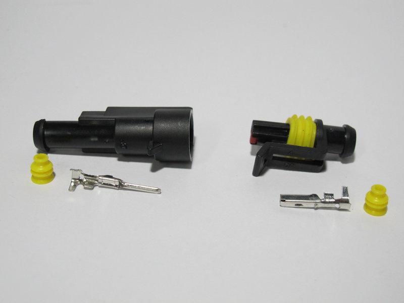 HID 安定器 氙氣燈管 - AMP防水接頭高壓端子 汽車 機車 燈座 通用設計 整組 一公一母=一套